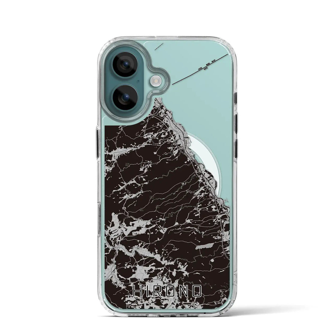 【洋野(岩手県)】地図柄iPhoneケース(MagSafeタイプ)モノトーン・iPhone 16 Pro 用