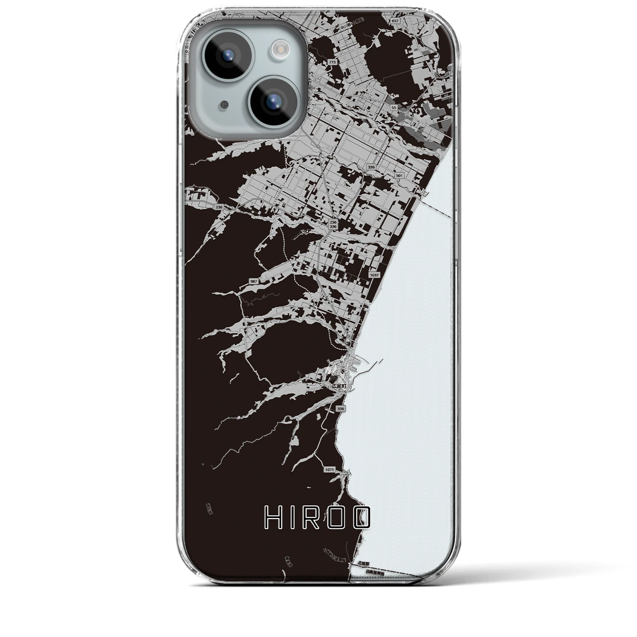 【広尾（北海道）】地図柄iPhoneケース（クリアタイプ）
