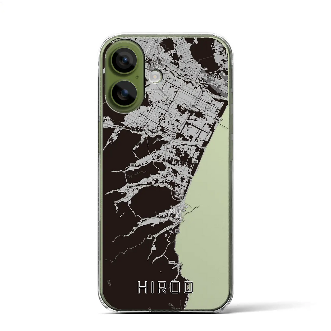 【広尾（北海道）】地図柄iPhoneケース（クリアタイプ）モノトーン・iPhone 17 Pro Max 用