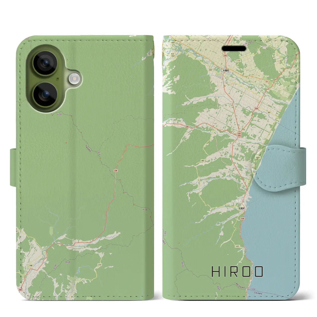 【広尾（北海道）】地図柄iPhoneケース（手帳タイプ）ナチュラル・iPhone 17 Pro Max 用