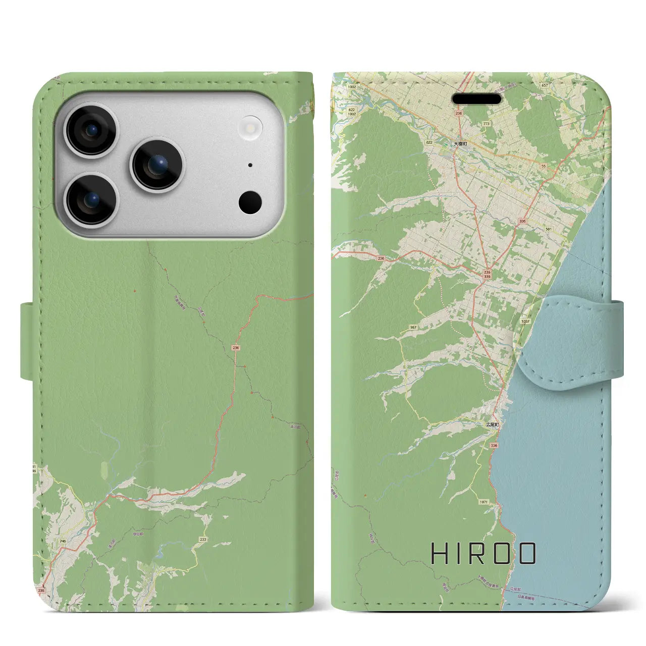 【広尾（北海道）】地図柄iPhoneケース（手帳タイプ）モノトーン・iPhone 17 Pro Max 用