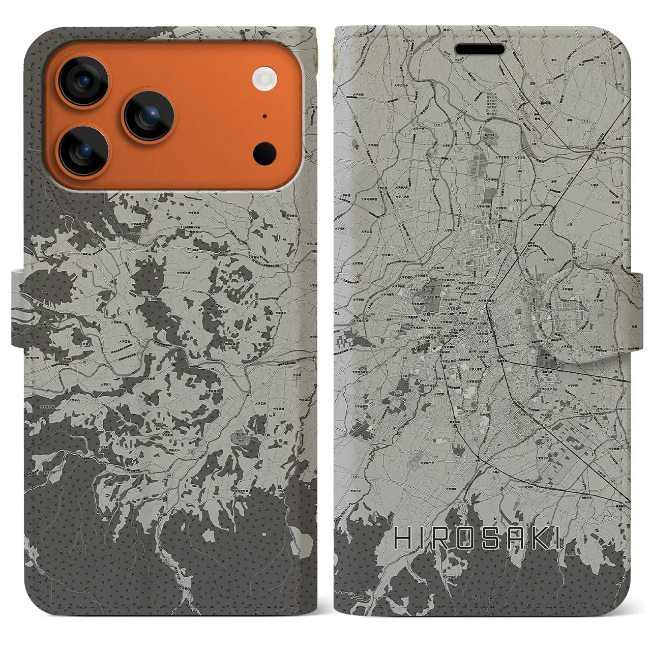 【弘前（青森県）】地図柄iPhoneケース（手帳タイプ）