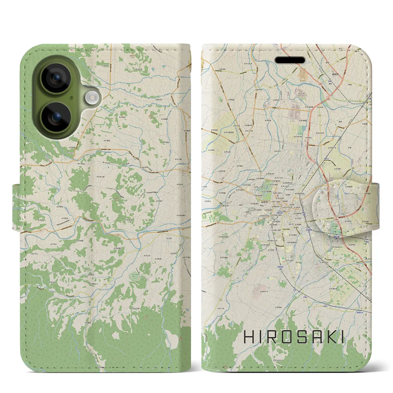 【弘前（青森県）】地図柄iPhoneケース（手帳タイプ）