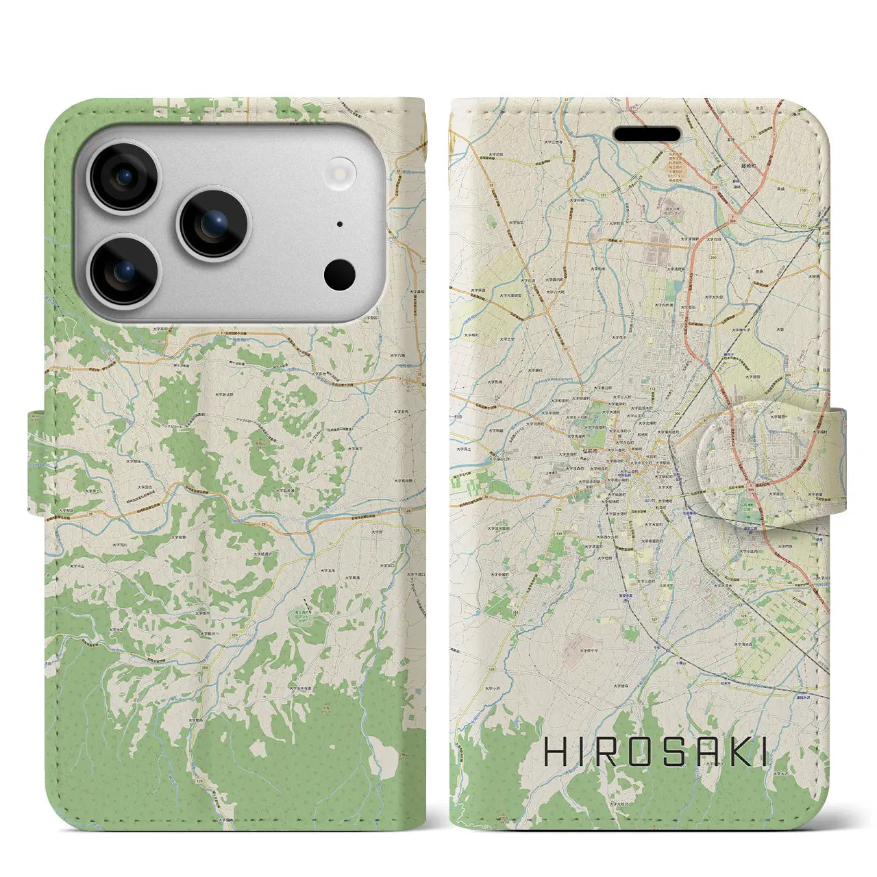 【弘前（青森県）】地図柄iPhoneケース（手帳タイプ）