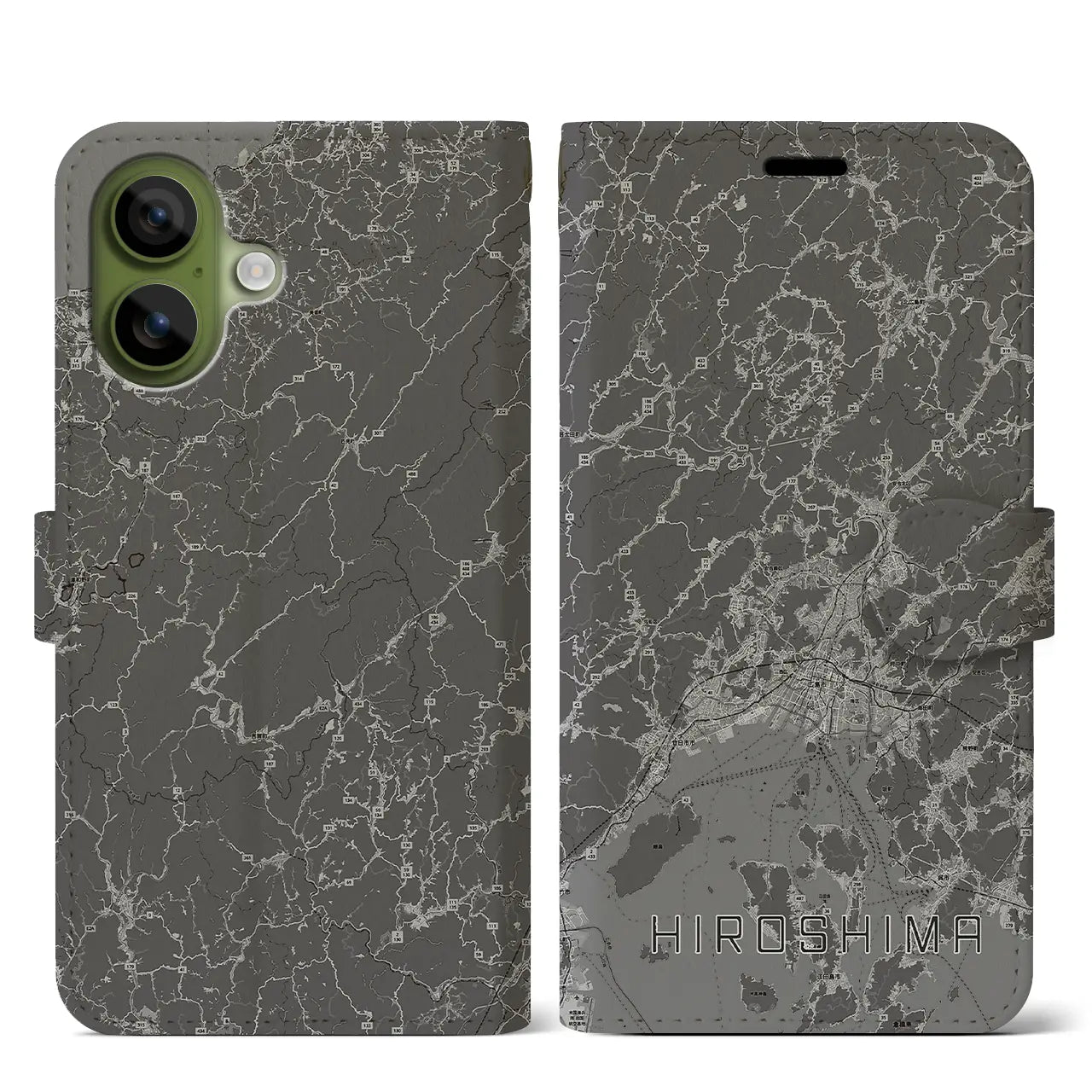 【広島2（広島県）】地図柄iPhoneケース（手帳タイプ）