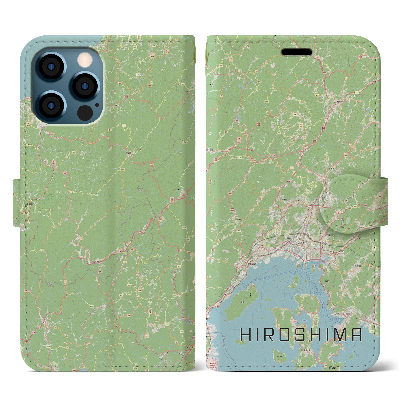 【広島2（広島県）】地図柄iPhoneケース（手帳タイプ）