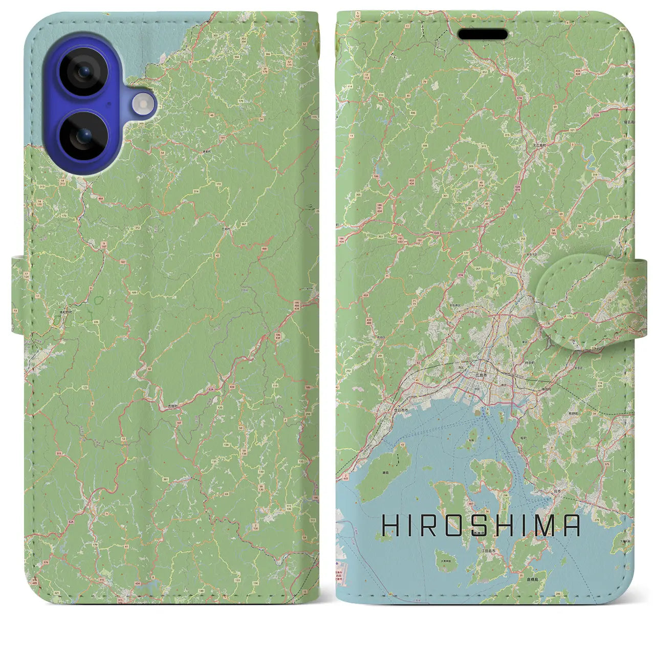 【広島2（広島県）】地図柄iPhoneケース（手帳タイプ）ナチュラル・iPhone 16 Pro Max 用