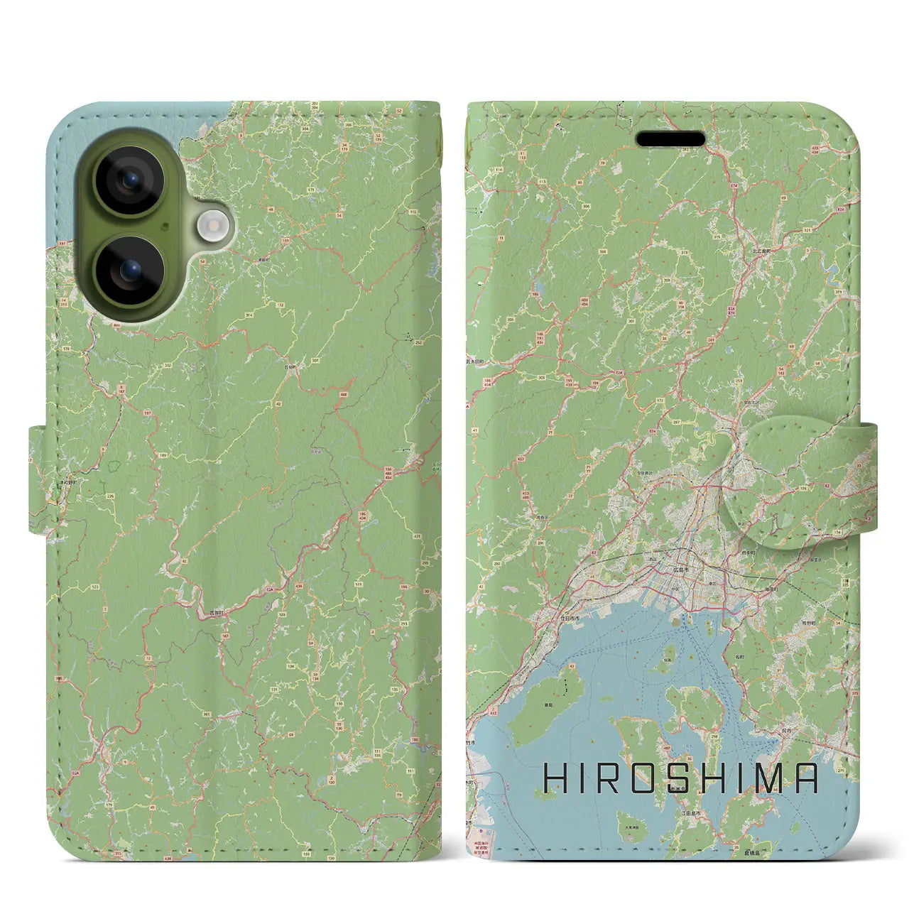 【広島2（広島県）】地図柄iPhoneケース（手帳タイプ）
