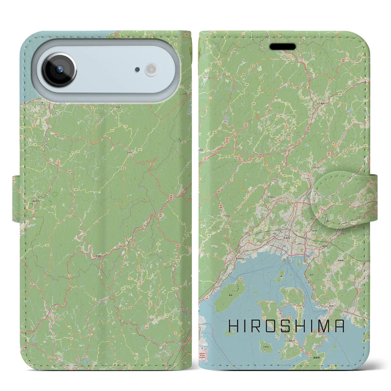 【広島2（広島県）】地図柄iPhoneケース（手帳タイプ）