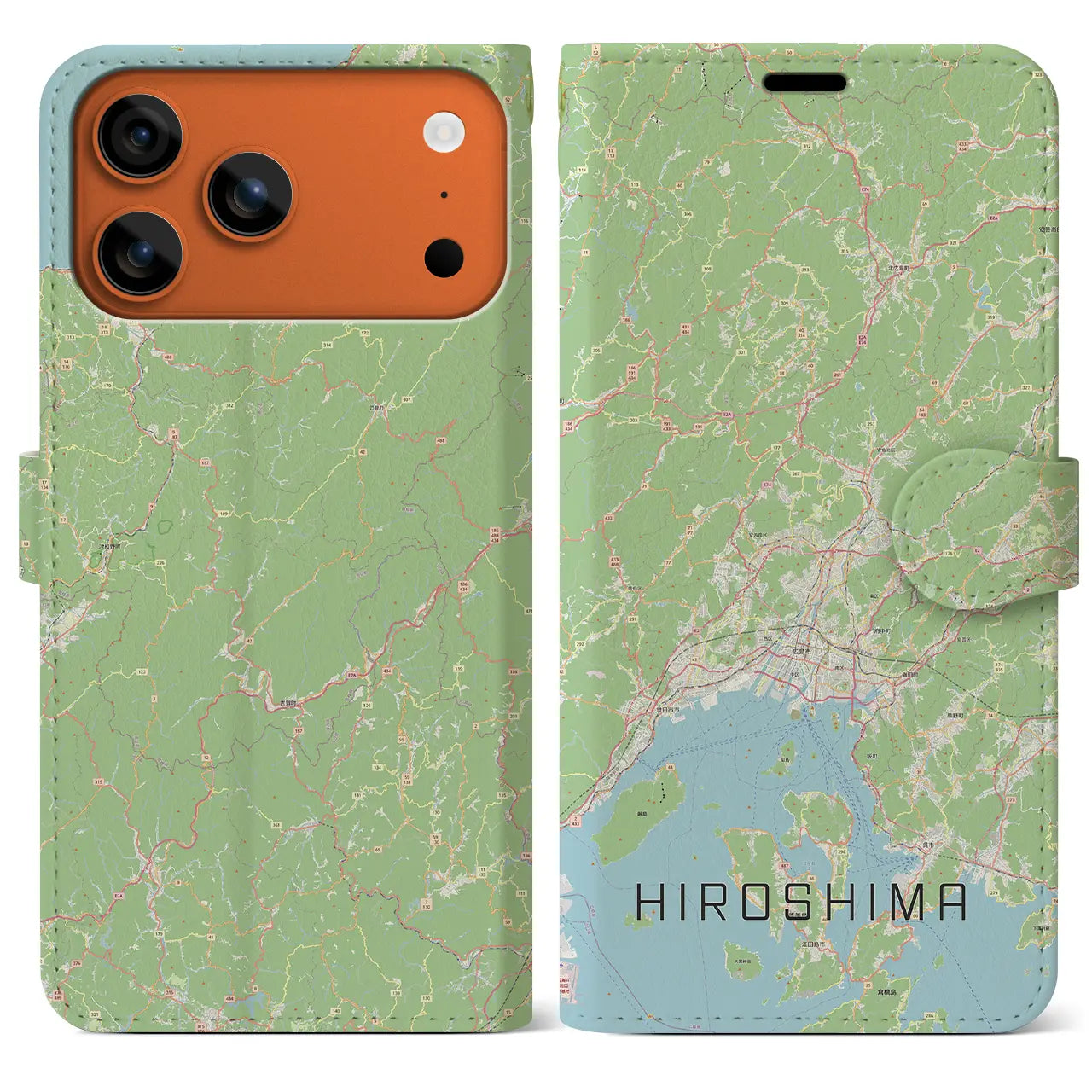 【広島2（広島県）】地図柄iPhoneケース（手帳タイプ）