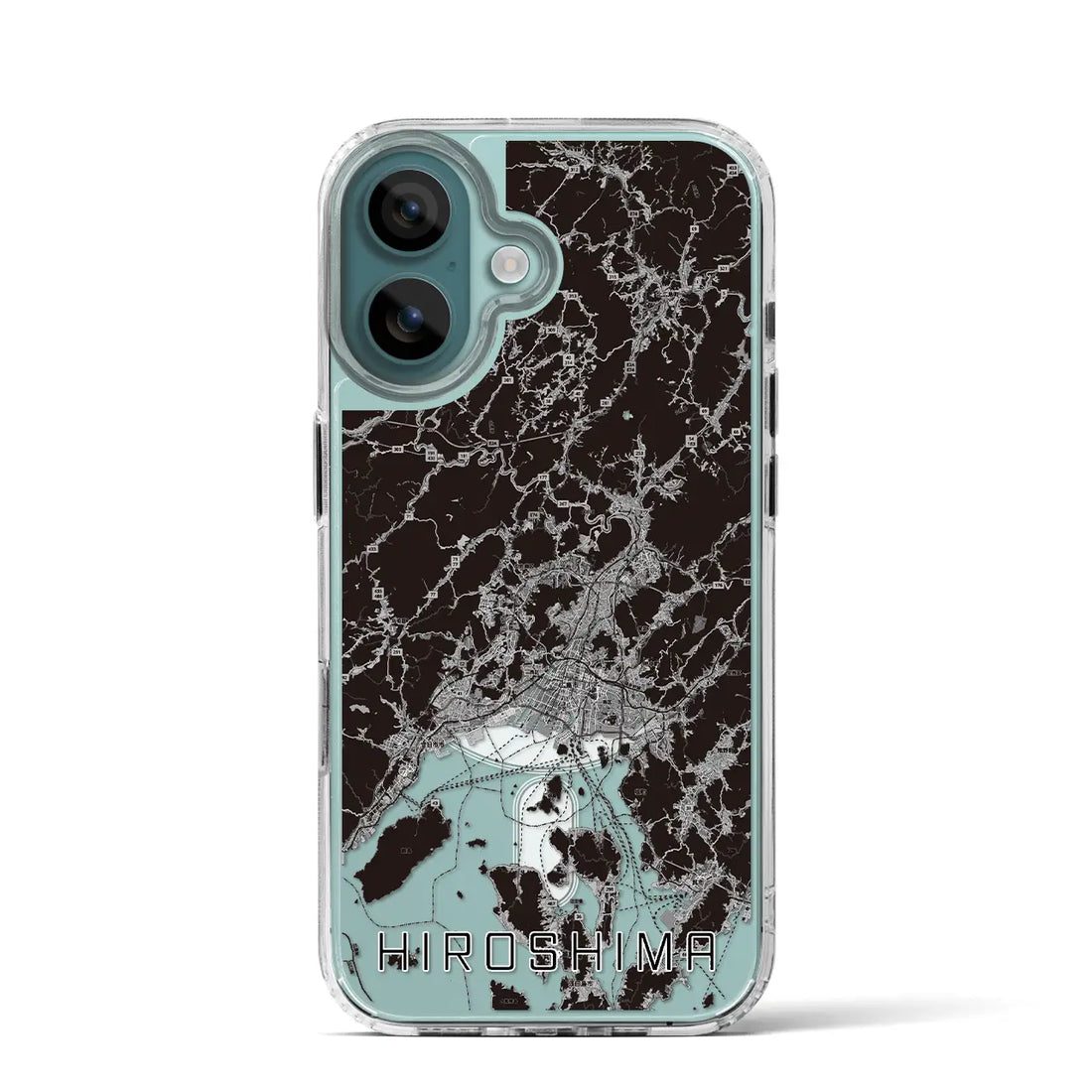 【広島2（広島県）】地図柄iPhoneケース（MagSafeタイプ）モノトーン・iPhone 16 Pro 用