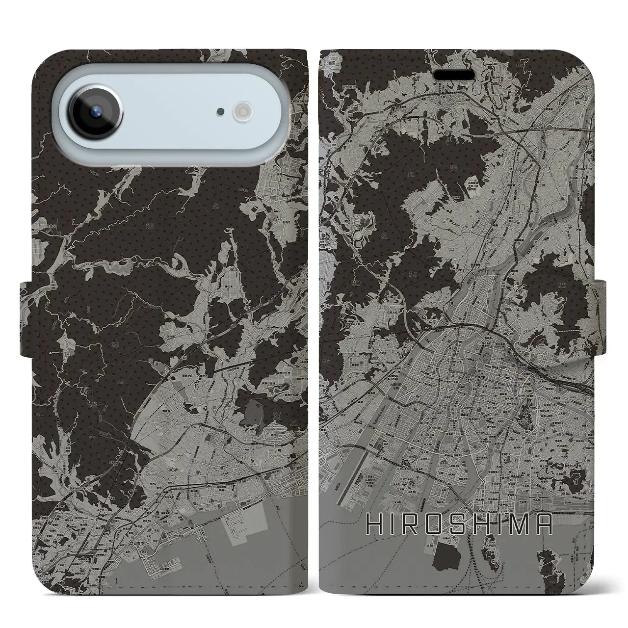 【広島（広島県）】地図柄iPhoneケース（手帳タイプ）