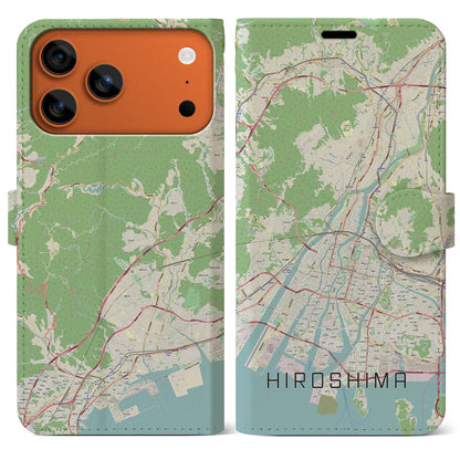 【広島（広島県）】地図柄iPhoneケース（手帳タイプ）