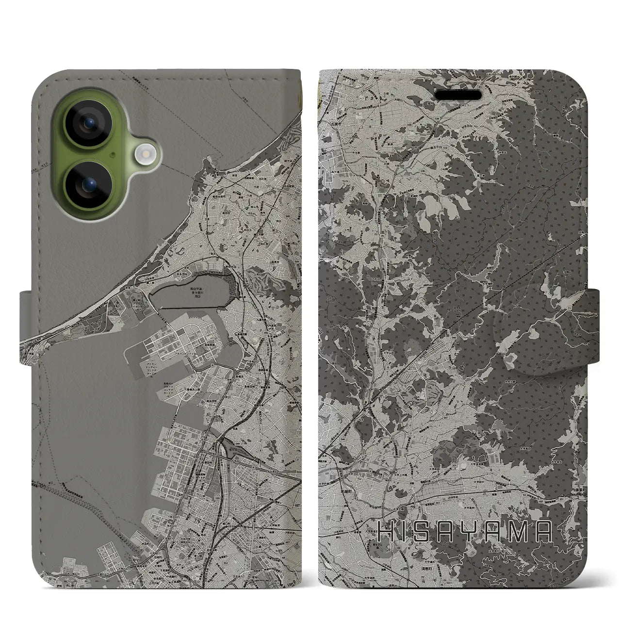 【久山（福岡県）】地図柄iPhoneケース（手帳タイプ）