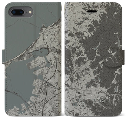 【久山（福岡県）】地図柄iPhoneケース（手帳タイプ）モノトーン・iPhone 8Plus /7Plus / 6sPlus / 6Plus 用