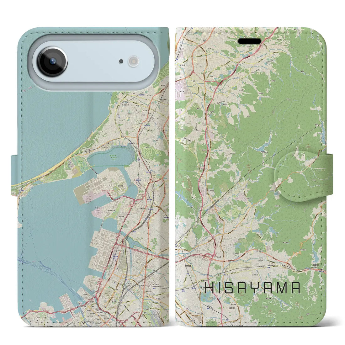 【久山（福岡県）】地図柄iPhoneケース（手帳タイプ）ナチュラル・iPhone 17 Pro Max 用