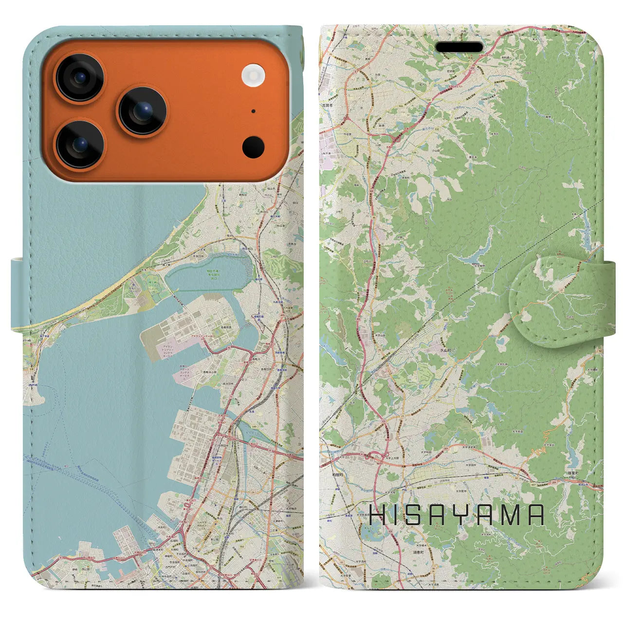 【久山（福岡県）】地図柄iPhoneケース（手帳タイプ）