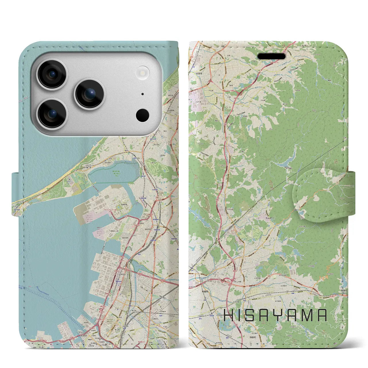 【久山（福岡県）】地図柄iPhoneケース（手帳タイプ）