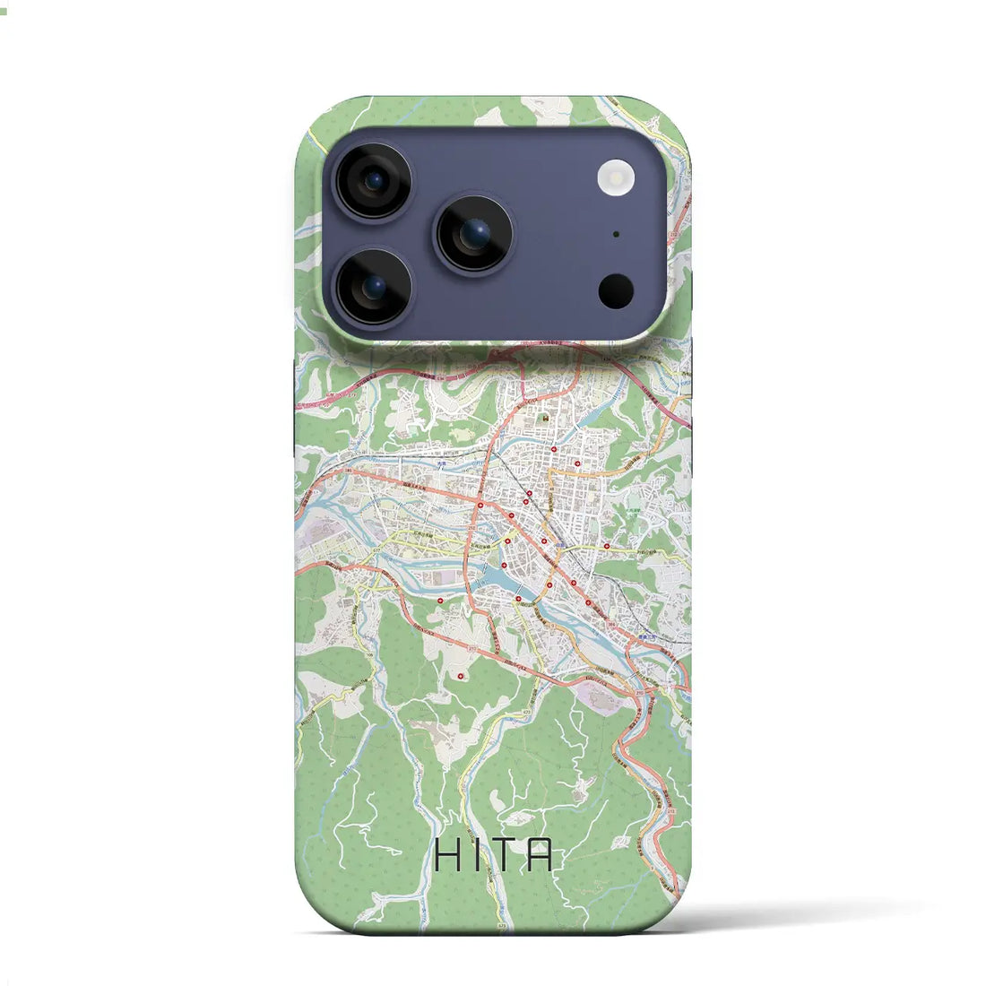 【日田2(大分県)】地図柄iPhoneケース(バックカバータイプ)ブラック・iPhone 17 Pro Max 用