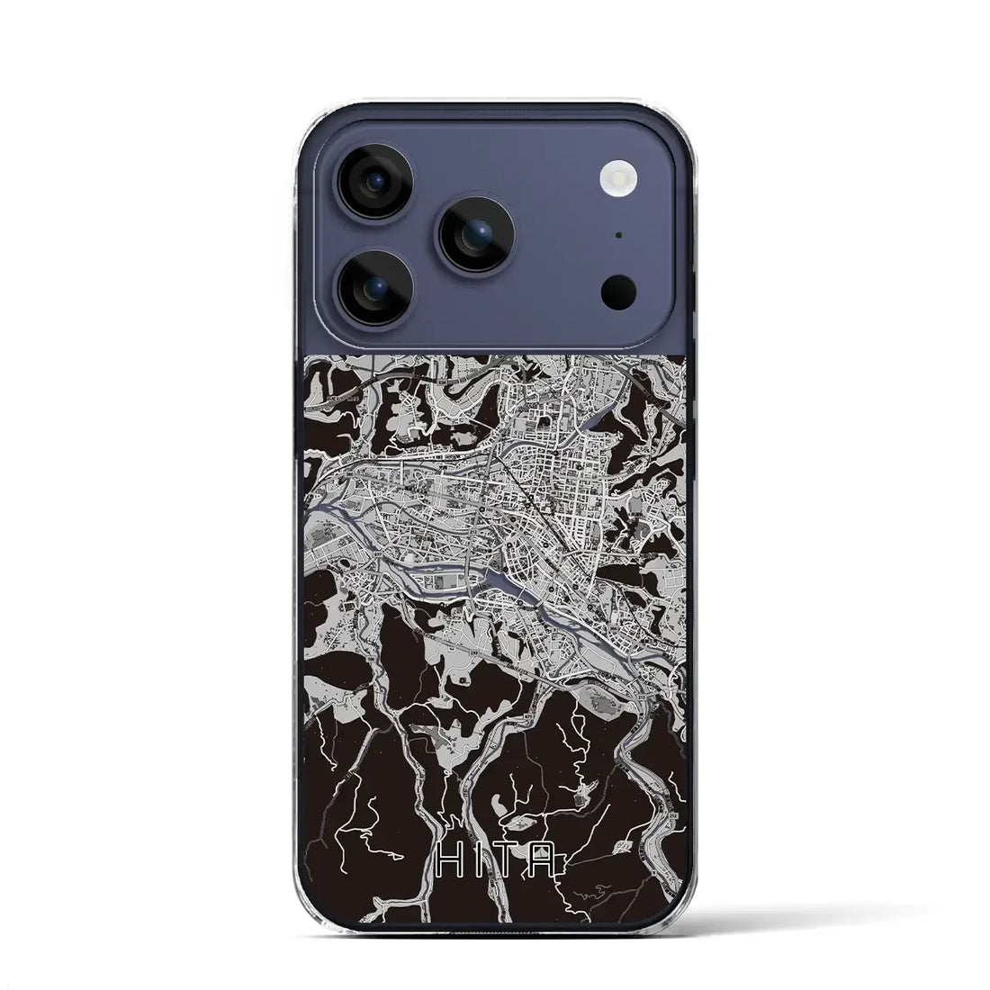 【日田2(大分県)】地図柄iPhoneケース(クリアタイプ)モノトーン・iPhone 17 Pro Max 用