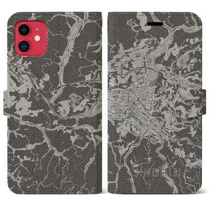 【日田2（大分県）】地図柄iPhoneケース（手帳タイプ）モノトーン・iPhone 11 用