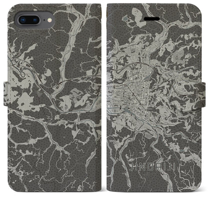 【日田2（大分県）】地図柄iPhoneケース（手帳タイプ）モノトーン・iPhone 8Plus /7Plus / 6sPlus / 6Plus 用