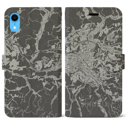 【日田2（大分県）】地図柄iPhoneケース（手帳タイプ）モノトーン・iPhone XR 用