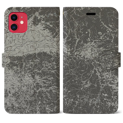 【日田（大分県）】地図柄iPhoneケース（手帳タイプ）モノトーン・iPhone 11 用