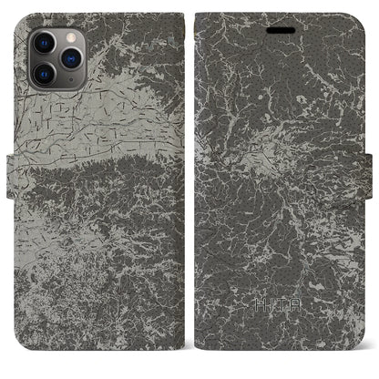 【日田（大分県）】地図柄iPhoneケース（手帳タイプ）モノトーン・iPhone 11 Pro Max 用