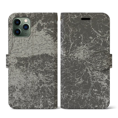 【日田（大分県）】地図柄iPhoneケース（手帳タイプ）モノトーン・iPhone 11 Pro 用