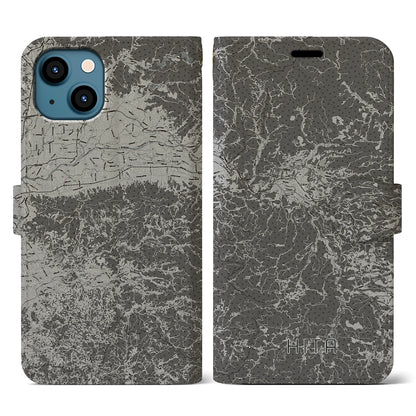 【日田（大分県）】地図柄iPhoneケース（手帳タイプ）モノトーン・iPhone 13 用