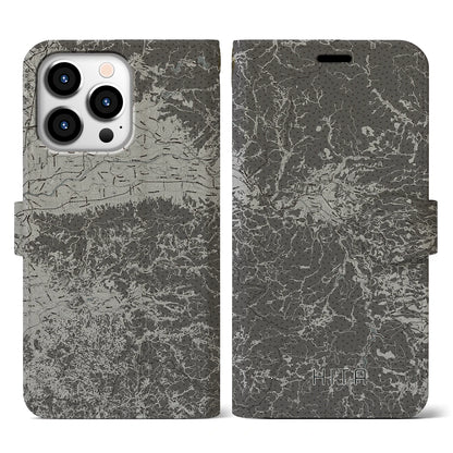 【日田（大分県）】地図柄iPhoneケース（手帳タイプ）モノトーン・iPhone 13 Pro 用