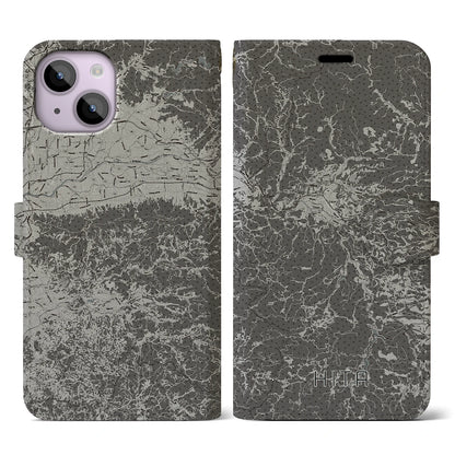 【日田（大分県）】地図柄iPhoneケース（手帳タイプ）モノトーン・iPhone 14 用