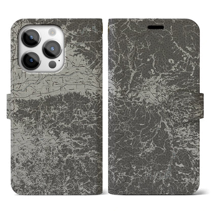 【日田（大分県）】地図柄iPhoneケース（手帳タイプ）モノトーン・iPhone 14 Pro 用