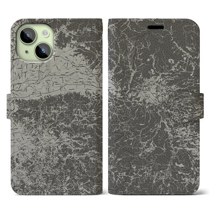 【日田（大分県）】地図柄iPhoneケース（手帳タイプ）モノトーン・iPhone 15 用