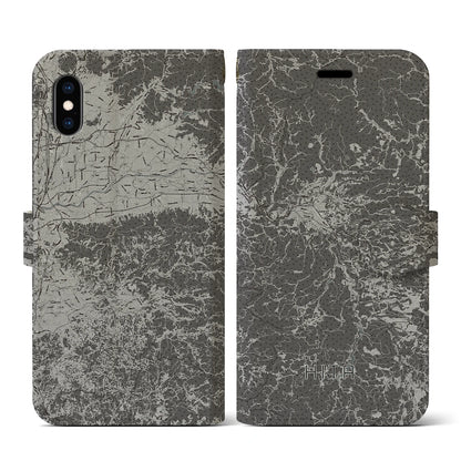 【日田（大分県）】地図柄iPhoneケース（手帳タイプ）モノトーン・iPhone XS / X 用