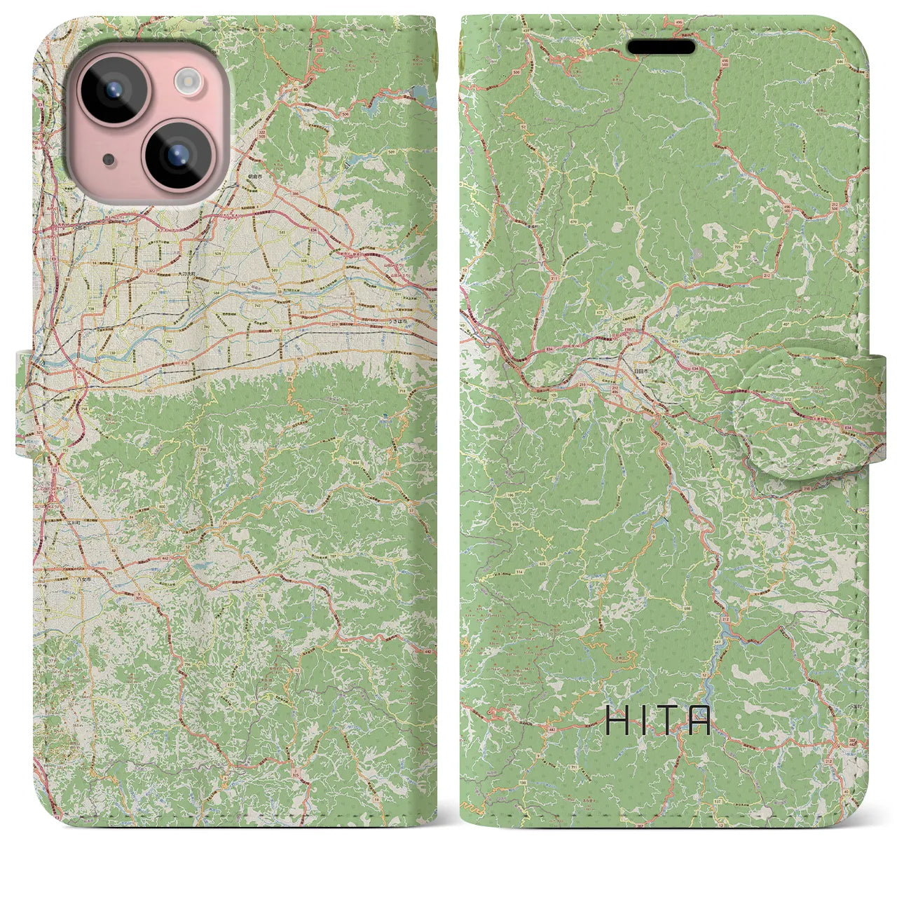 【日田（大分県）】地図柄iPhoneケース（手帳タイプ）