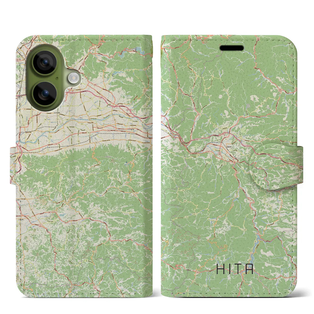 【日田（大分県）】地図柄iPhoneケース（手帳タイプ）