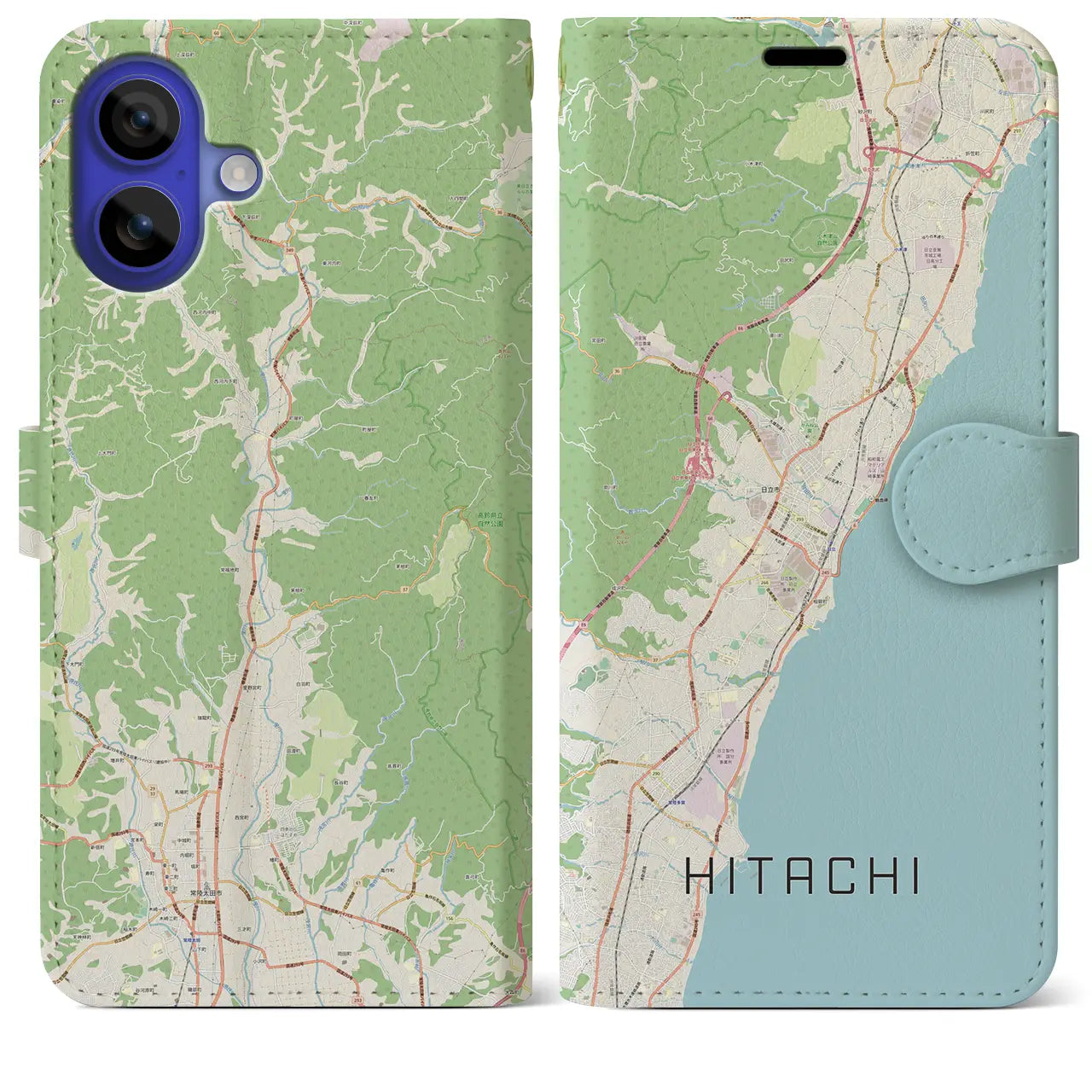 【日立（茨城県）】地図柄iPhoneケース（手帳タイプ）ナチュラル・iPhone 16 Pro Max 用