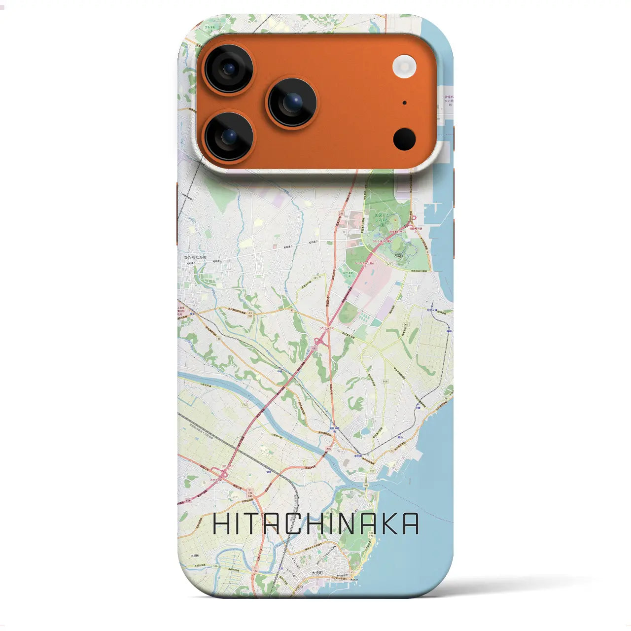 【ひたちなか（茨城県）】地図柄iPhoneケース（バックカバータイプ）ナチュラル・iPhone 17 Pro Max 用