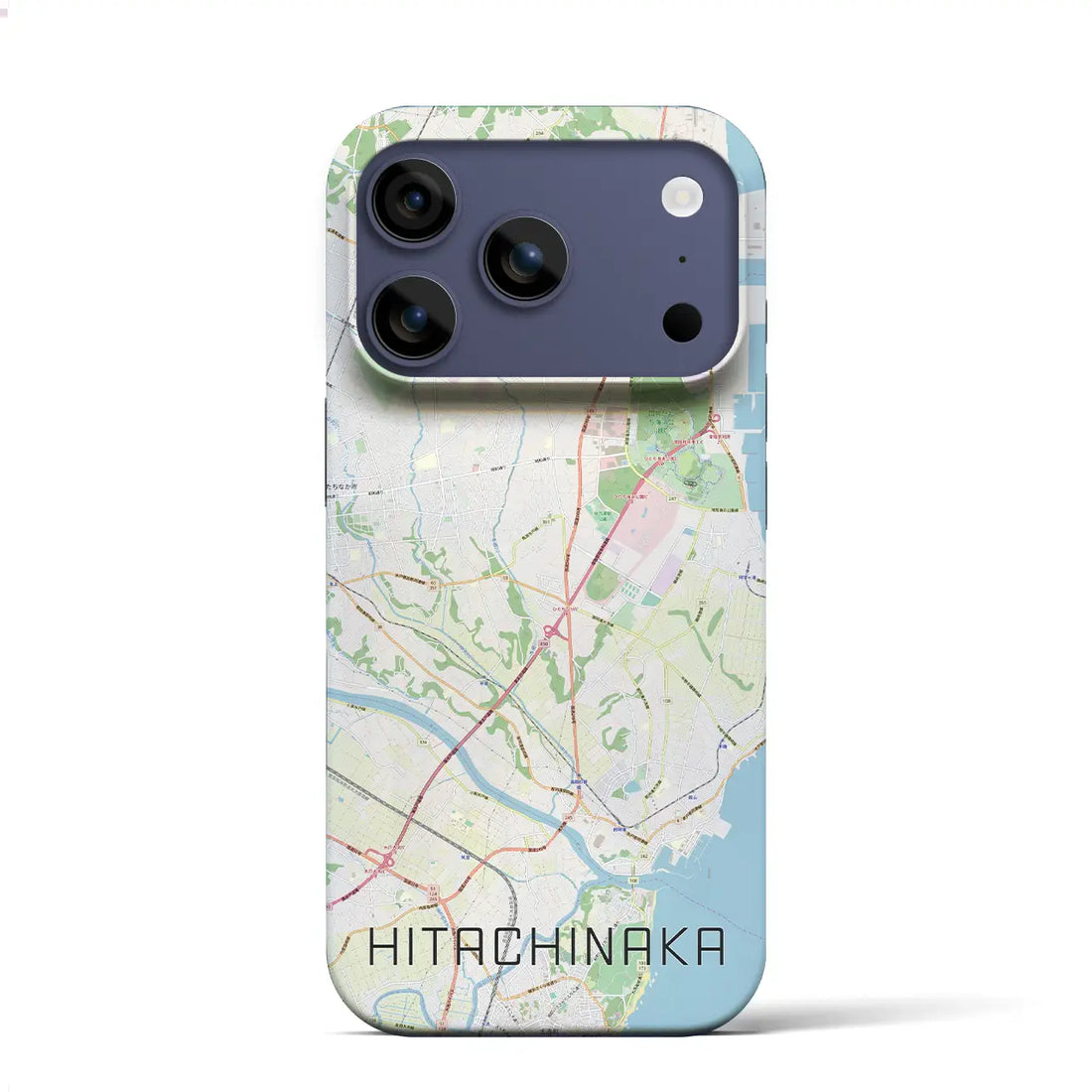 【ひたちなか(茨城県)】地図柄iPhoneケース(バックカバータイプ)ブラック・iPhone 17 Pro Max 用
