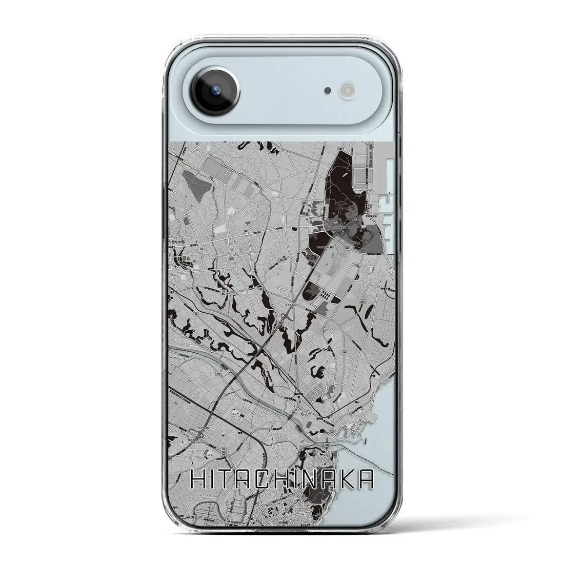 【ひたちなか（茨城県）】地図柄iPhoneケース（クリアタイプ）モノトーン・iPhone 17 Pro Max 用
