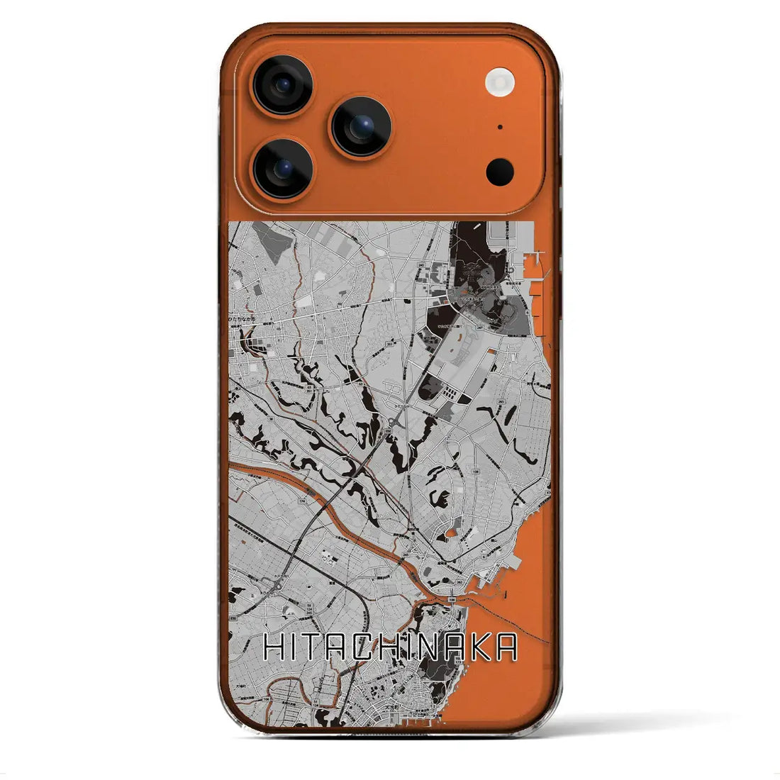 【ひたちなか（茨城県）】地図柄iPhoneケース（クリアタイプ）モノトーン・iPhone 17 Pro Max 用