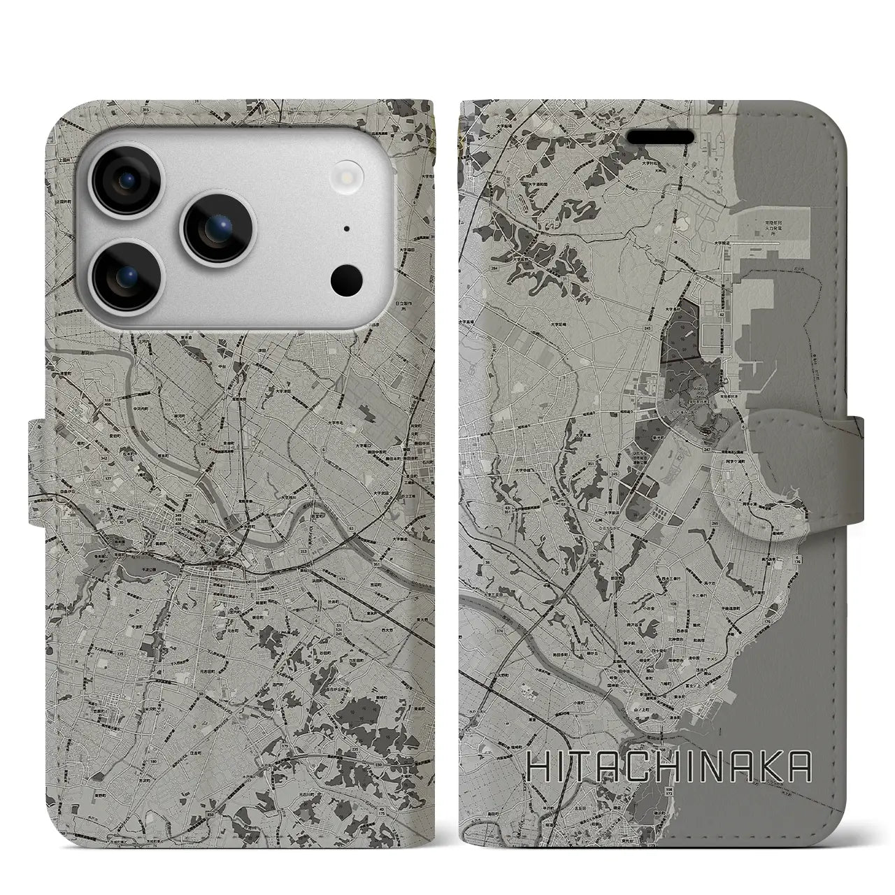 【ひたちなか（茨城県）】地図柄iPhoneケース（手帳タイプ）