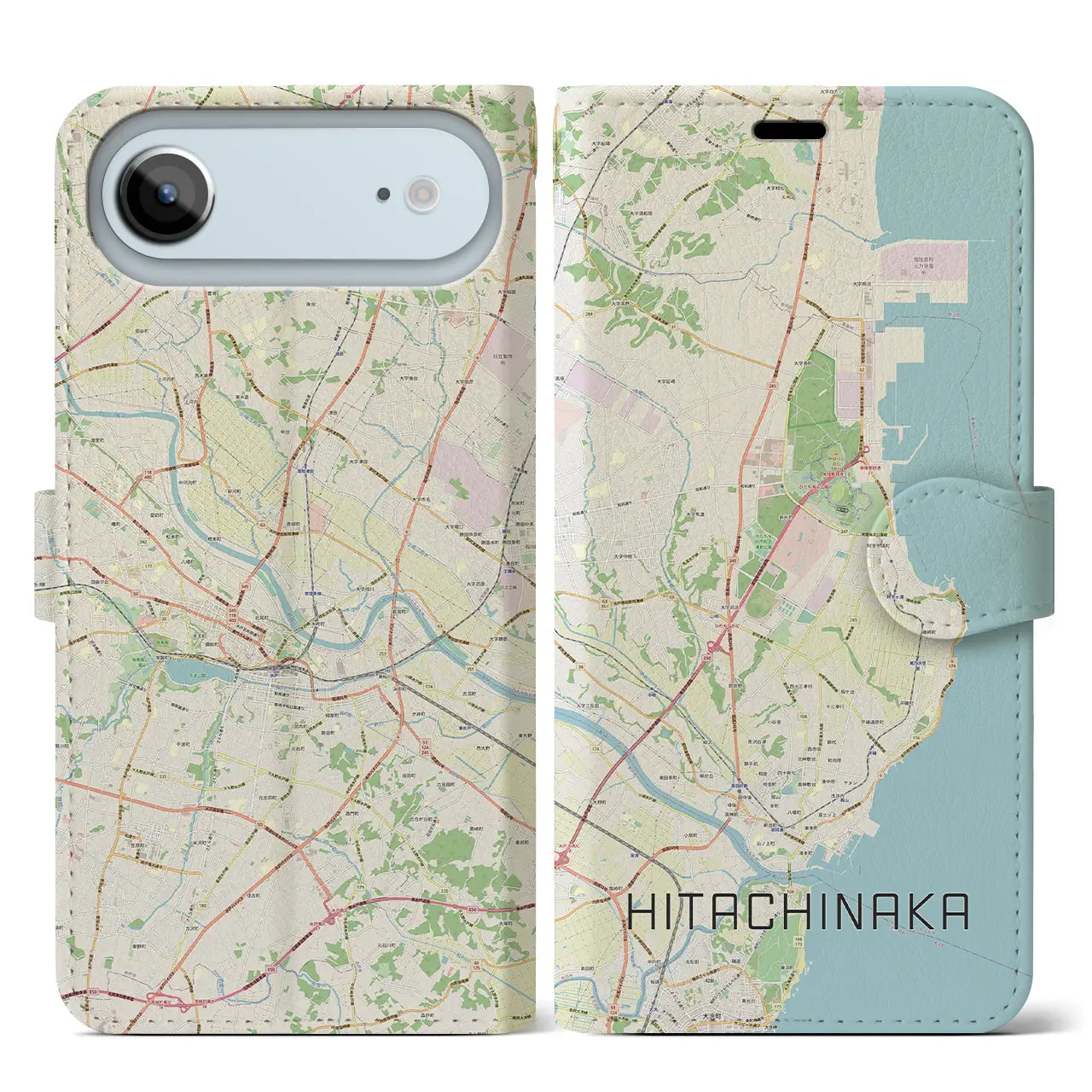 【ひたちなか（茨城県）】地図柄iPhoneケース（手帳タイプ）