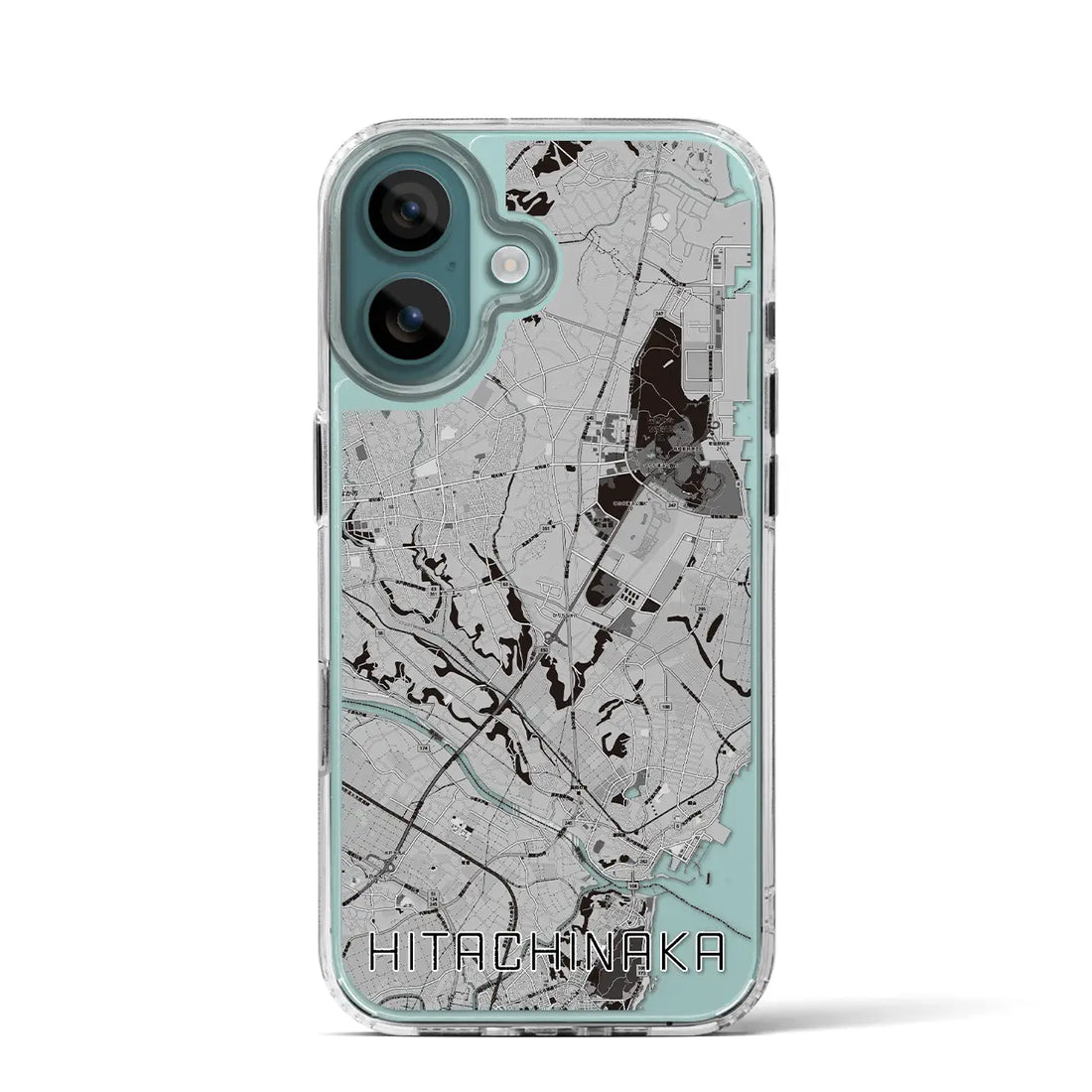 【ひたちなか(茨城県)】地図柄iPhoneケース(MagSafeタイプ)モノトーン・iPhone 16 Pro 用