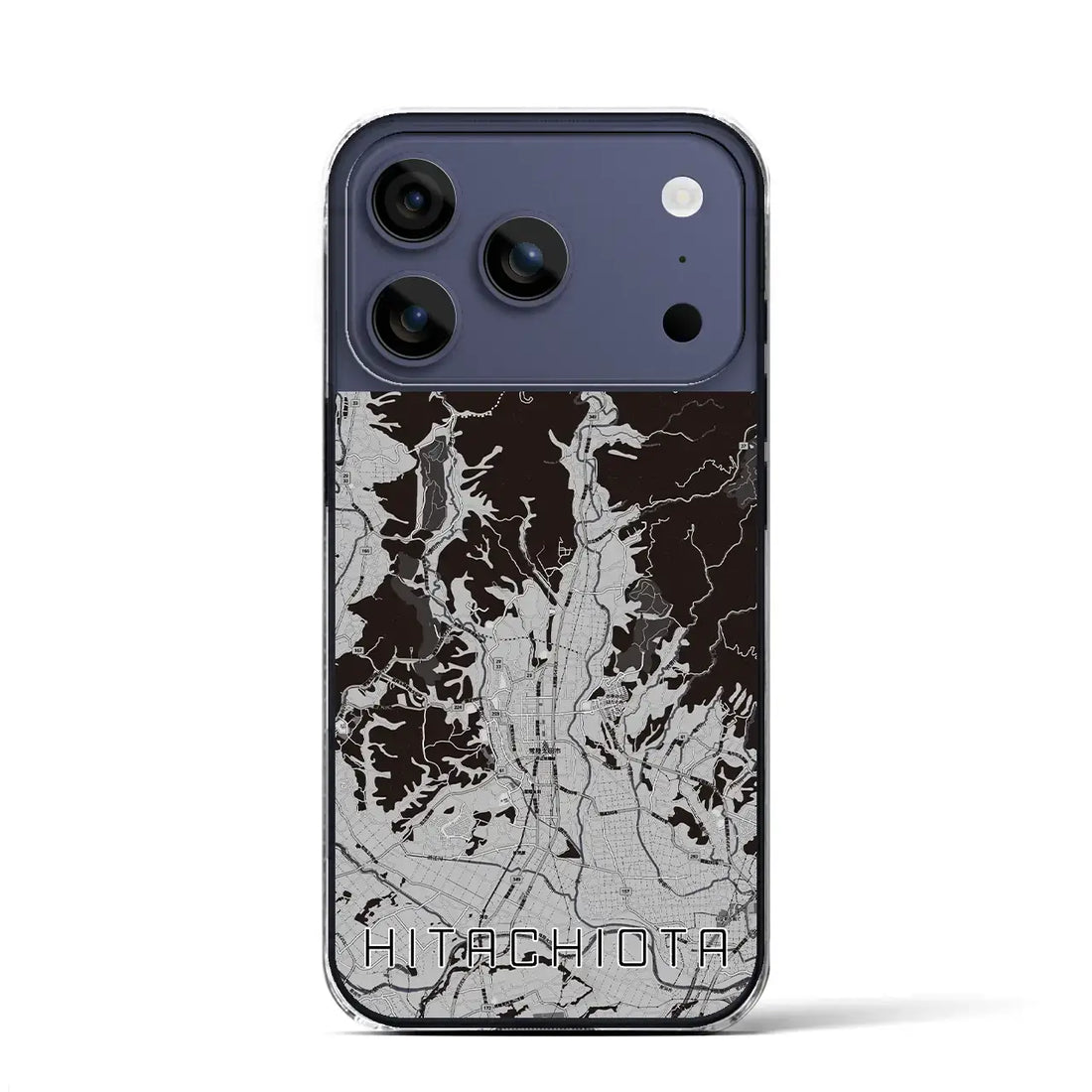 【常陸太田(茨城県)】地図柄iPhoneケース(クリアタイプ)モノトーン・iPhone 17 Pro Max 用