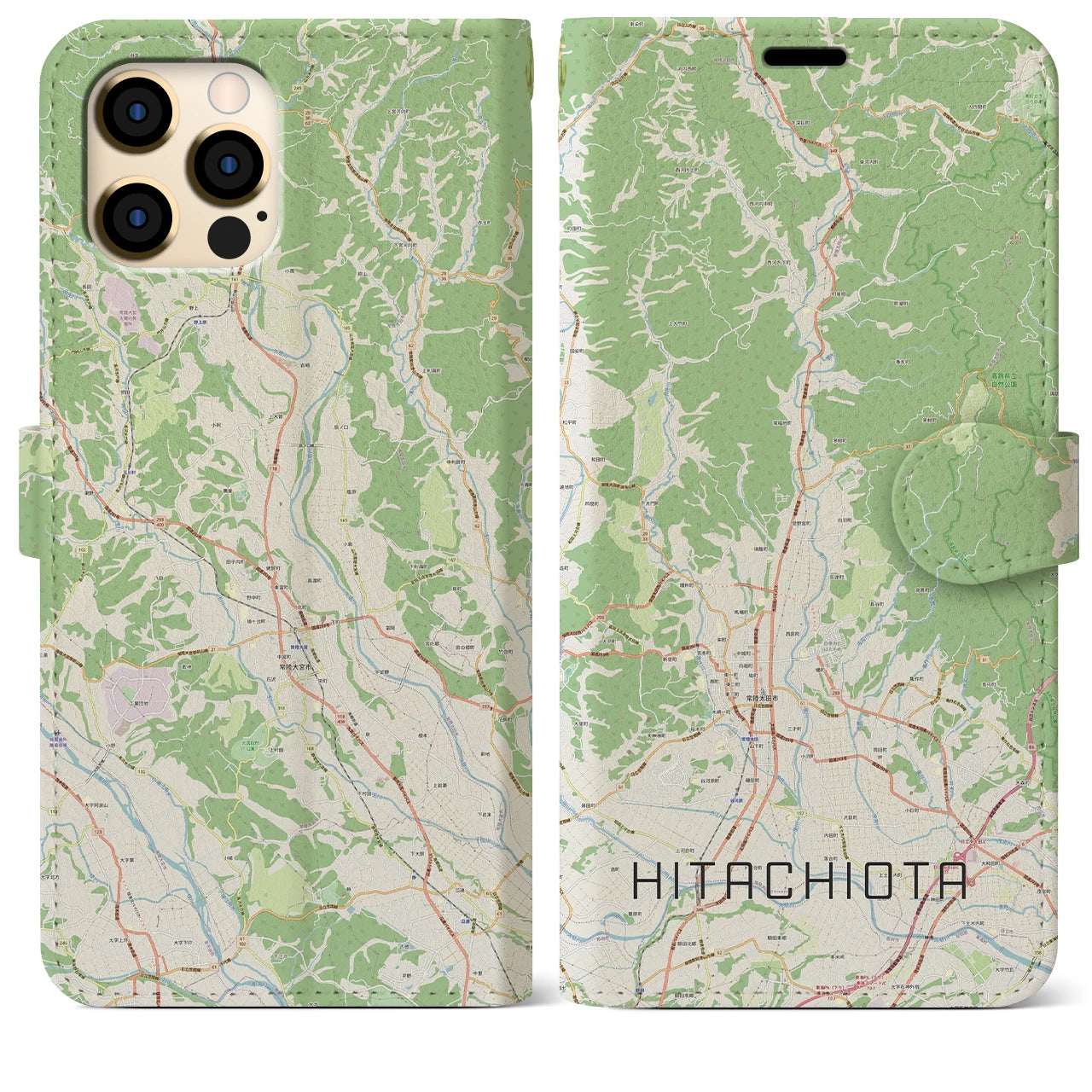 【常陸太田（茨城県）】地図柄iPhoneケース（手帳タイプ）