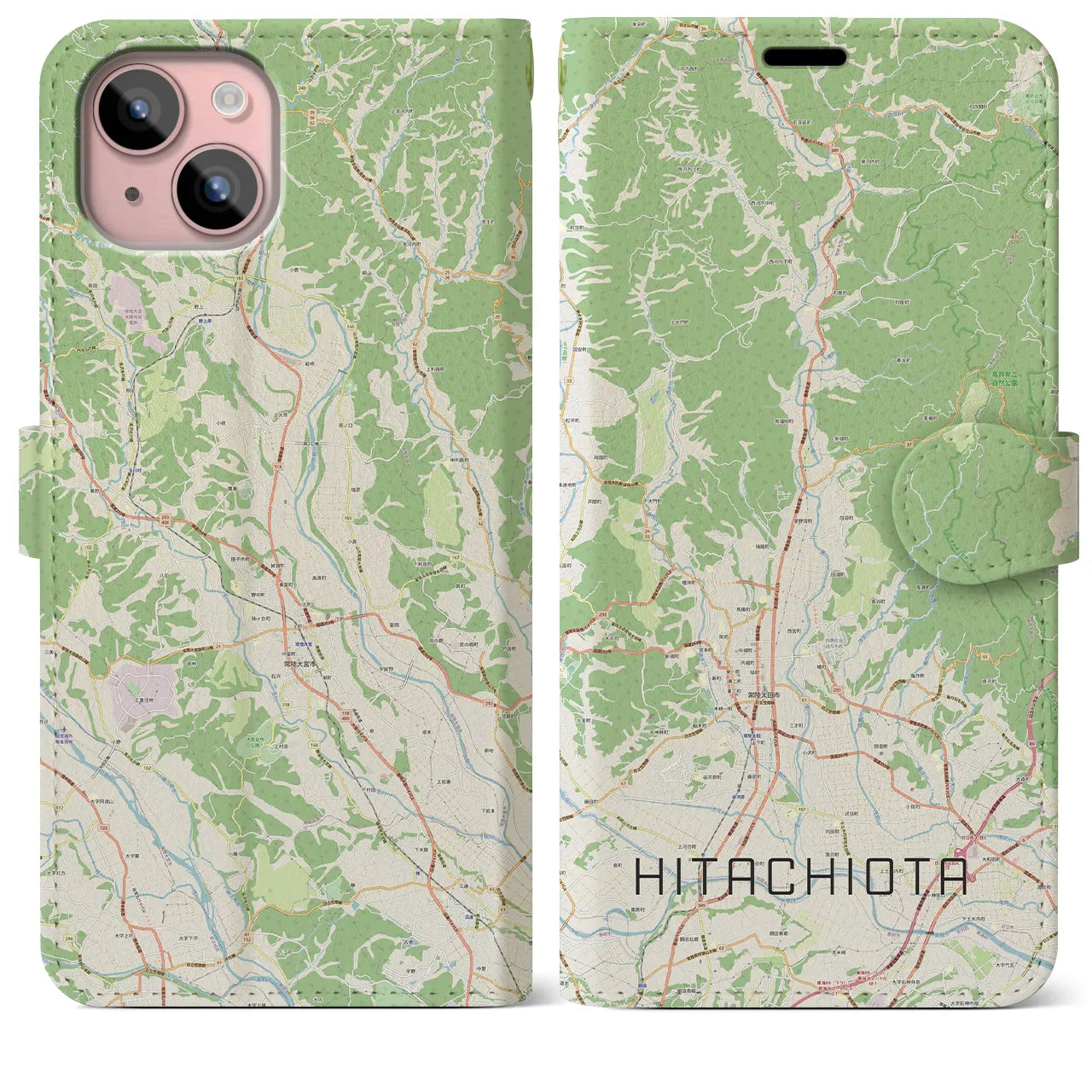 【常陸太田（茨城県）】地図柄iPhoneケース（手帳タイプ）