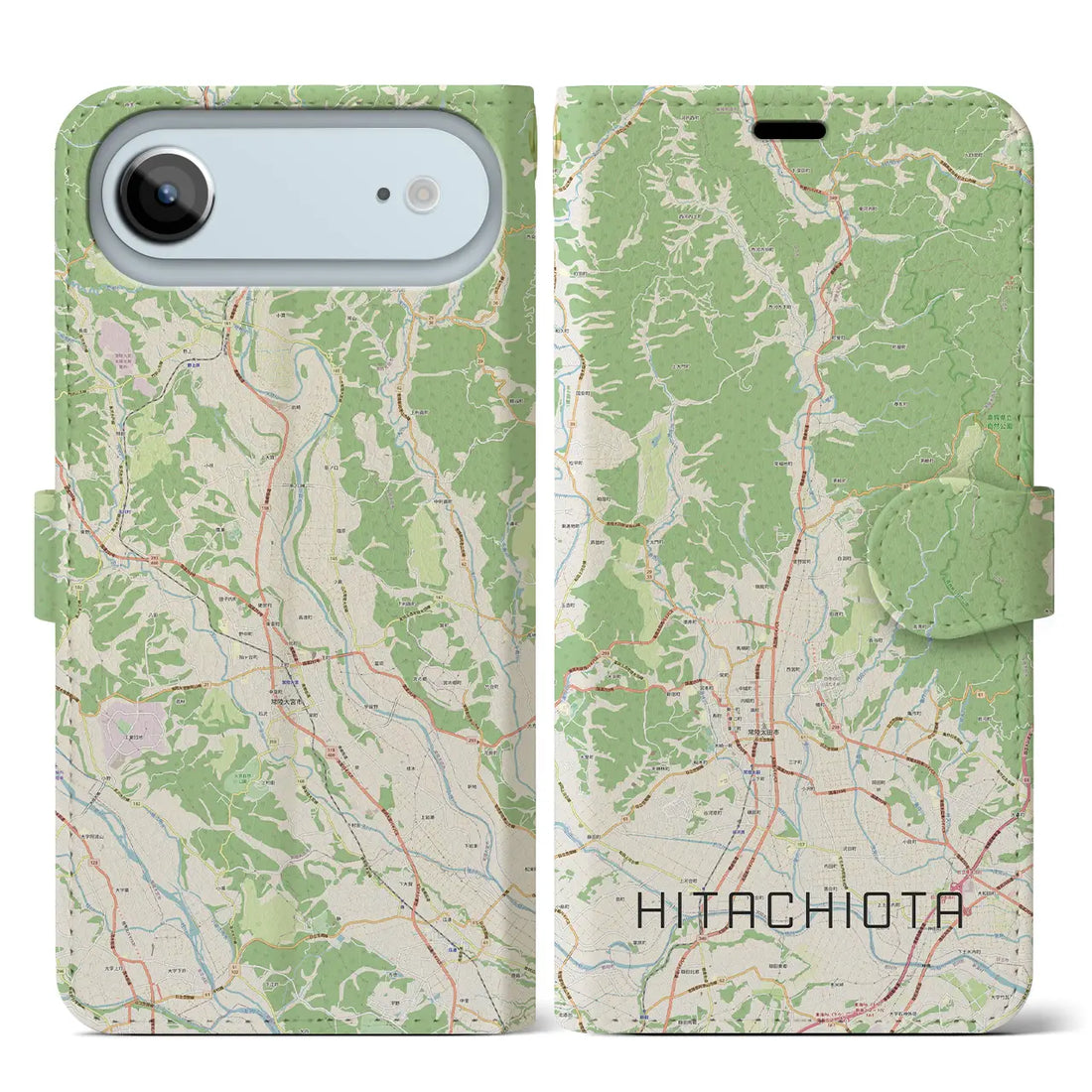 【常陸太田（茨城県）】地図柄iPhoneケース（手帳タイプ）ナチュラル・iPhone 17 Pro Max 用